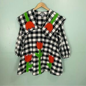 Boyko Tulip Black and White Checkered Mini Dress